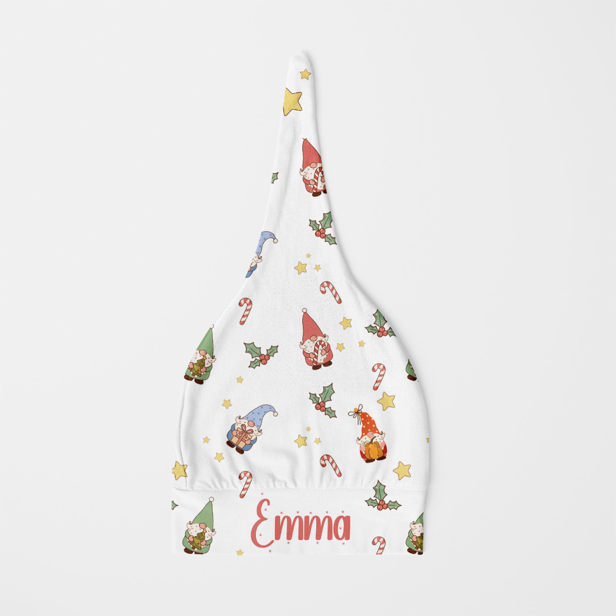 Personalized Knotted Hat in Christmas Gnomes