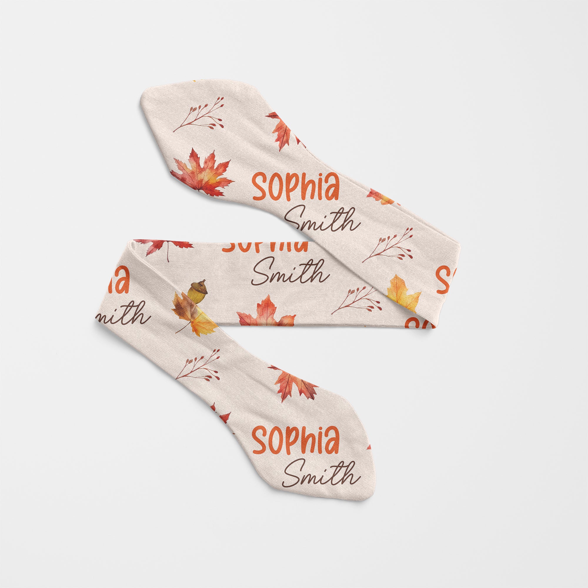 Personalized Knotted Headband in Autumn Leaves