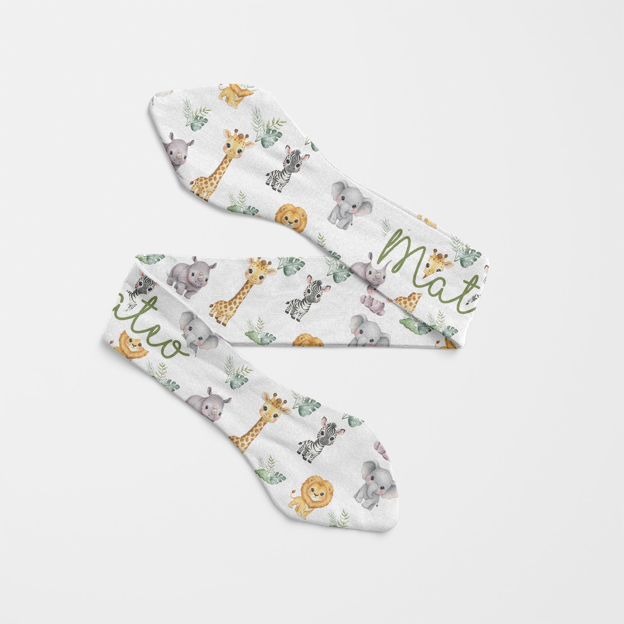 Personalized Knotted Headband in Safari Animal