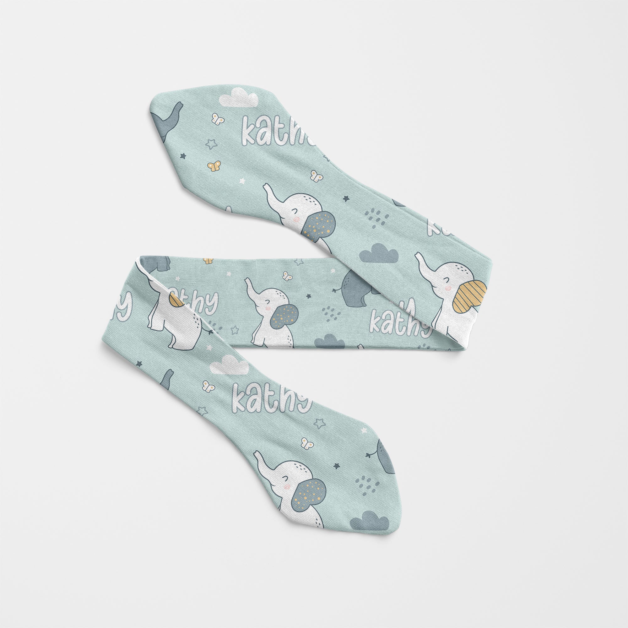 Personalized Knotted Headband in Elephant