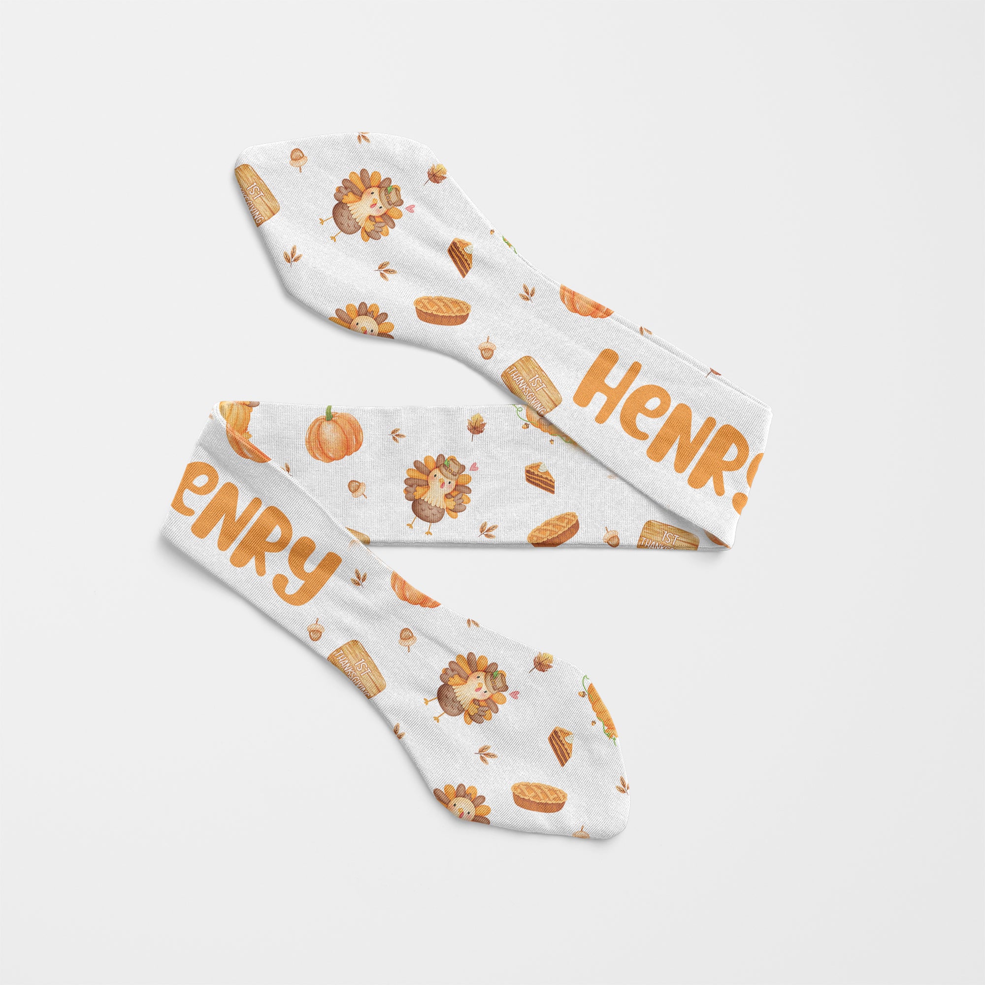 Personalized Knotted Headband in Babe's 1st Thanks Giving