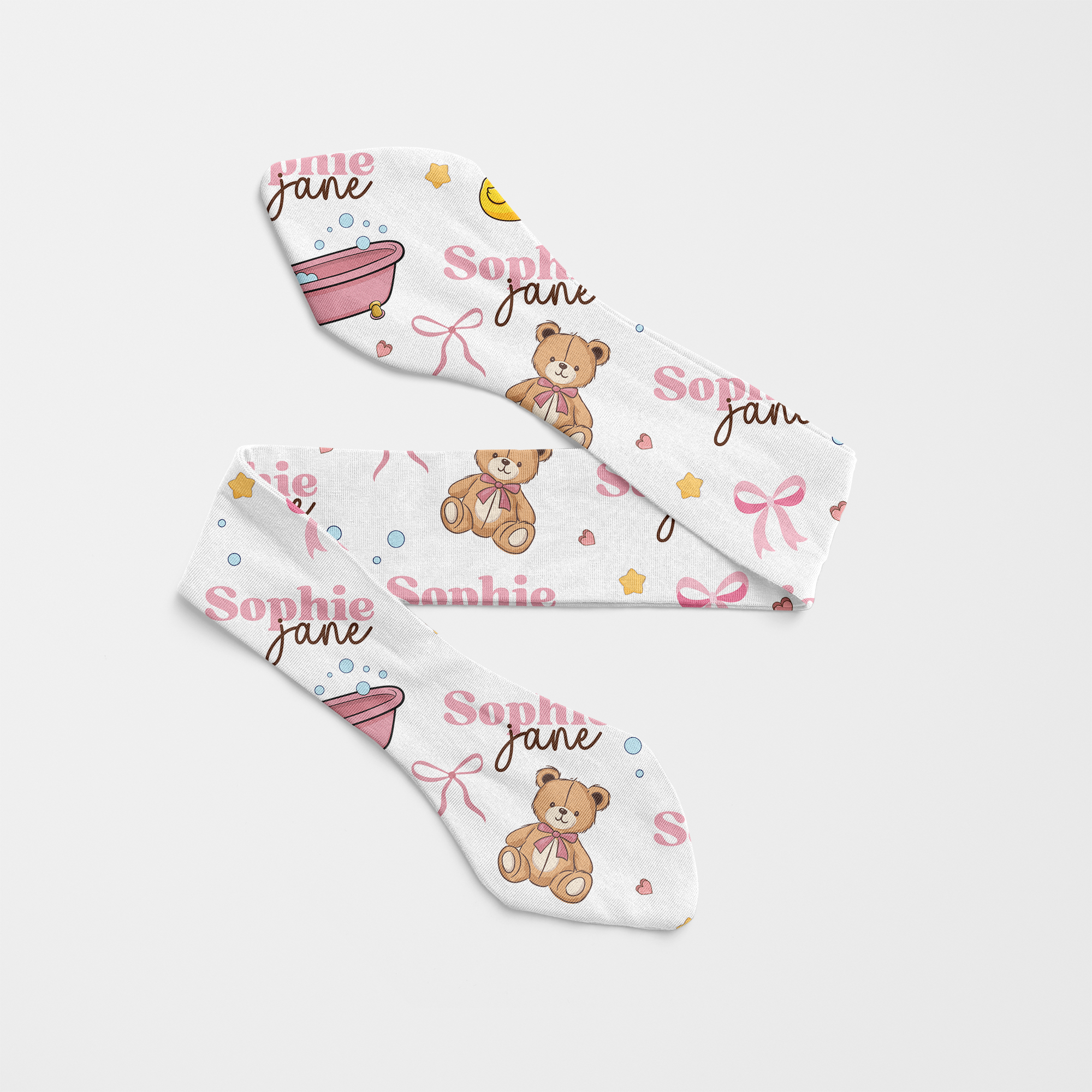 Personalized Knotted Headband in Bathtime Besties