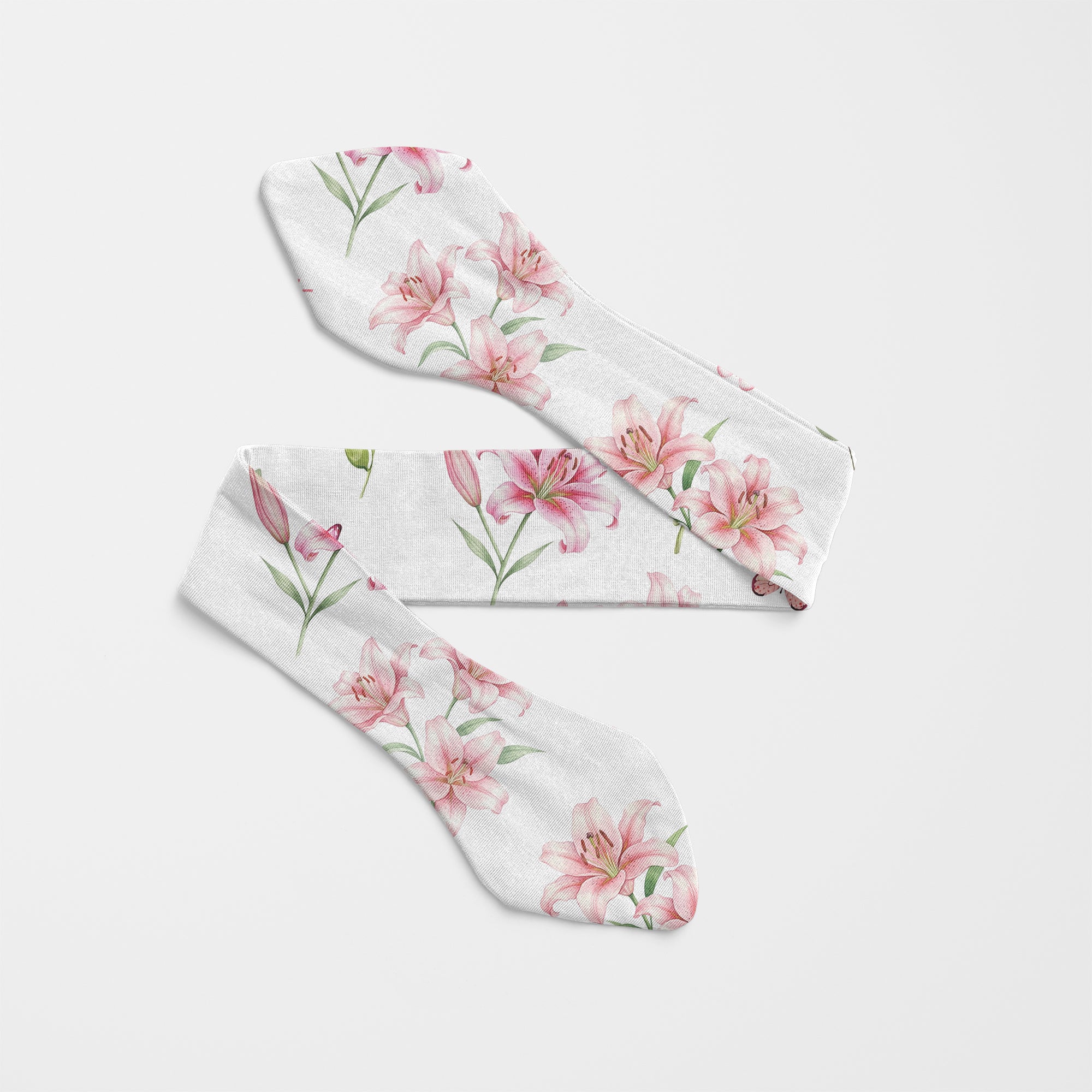 Personalized Knotted Headband in Pink Lilys