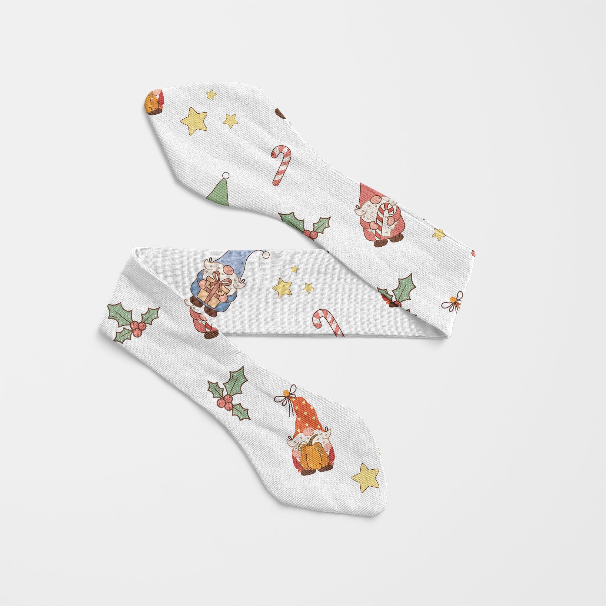 Personalized Knotted Headband in Christmas Gnomes