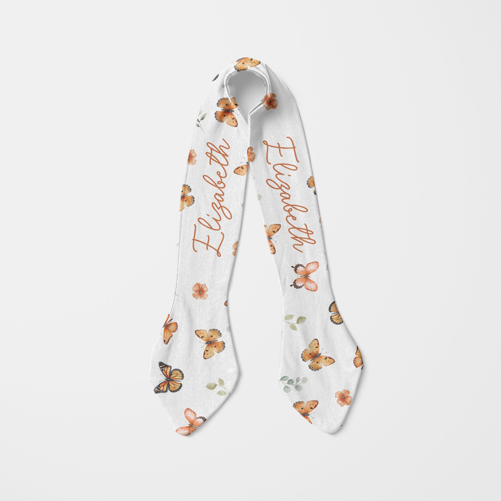 Personalized Knotted Headband in Orange Butterfly