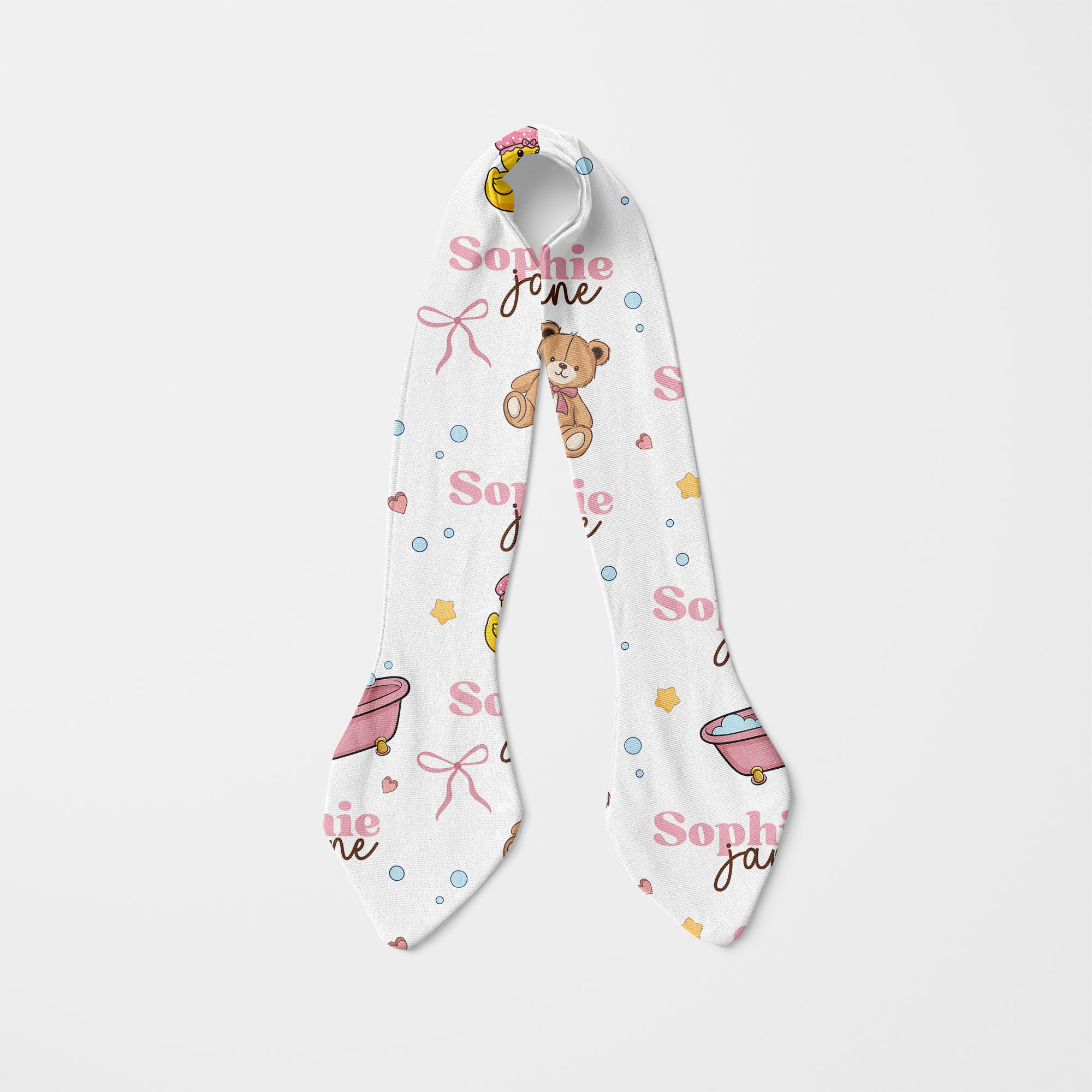 Personalized Knotted Headband in Bathtime Besties