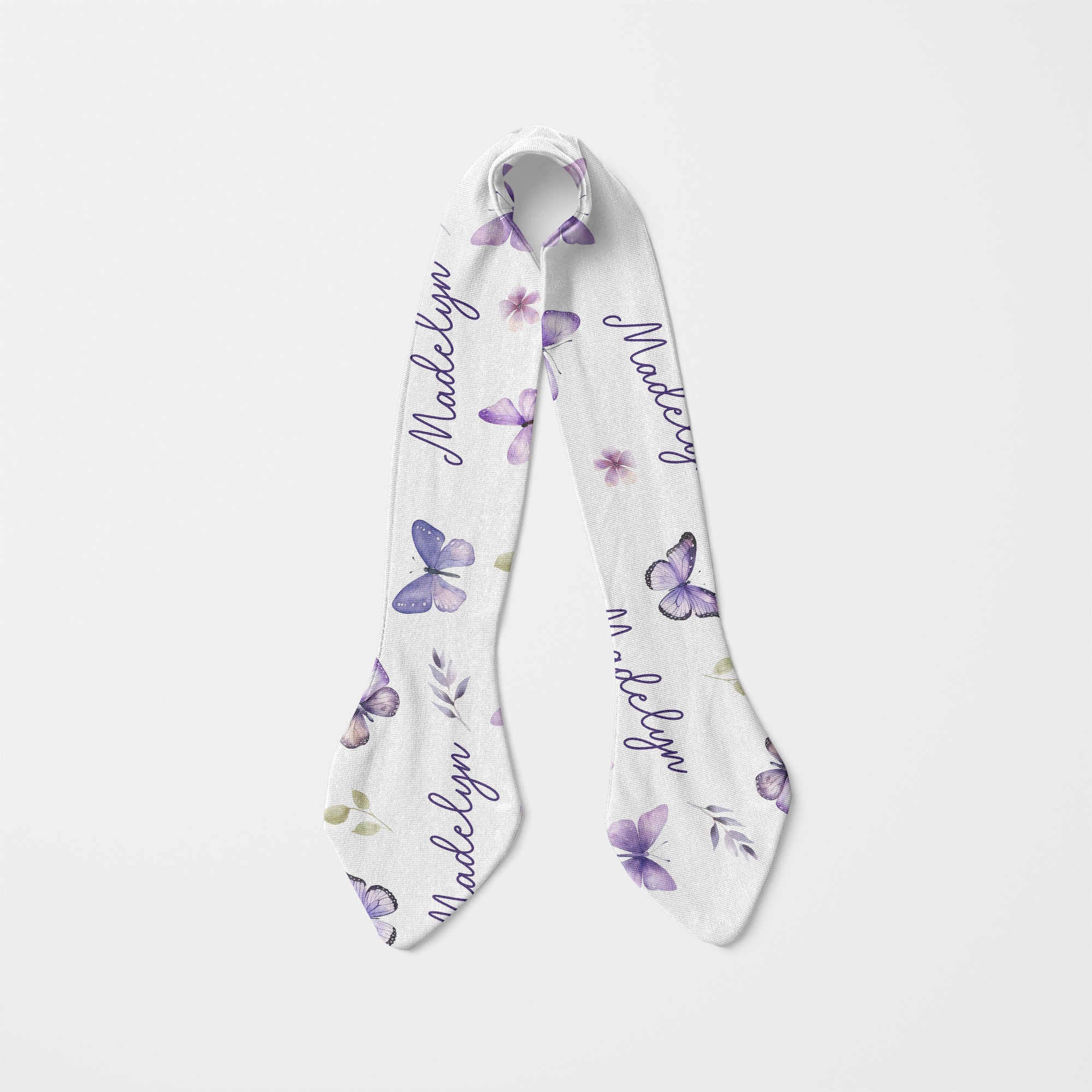 Personalized Knotted Headband in Purple Butterfly