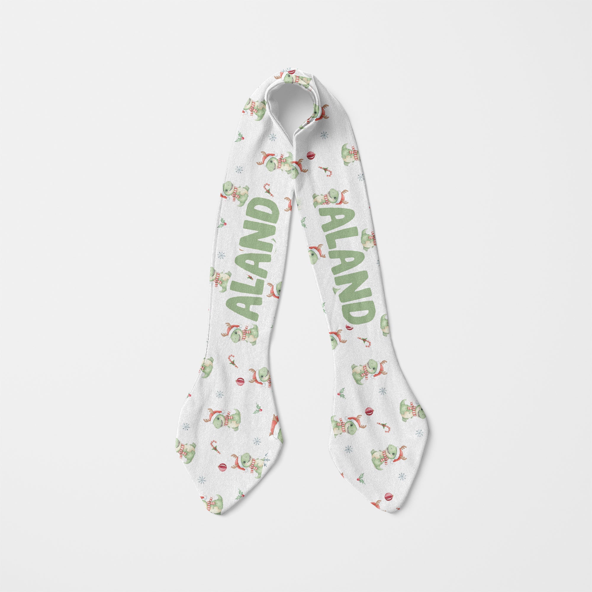 Personalized Knotted Headband in Dinosaur's Christmas