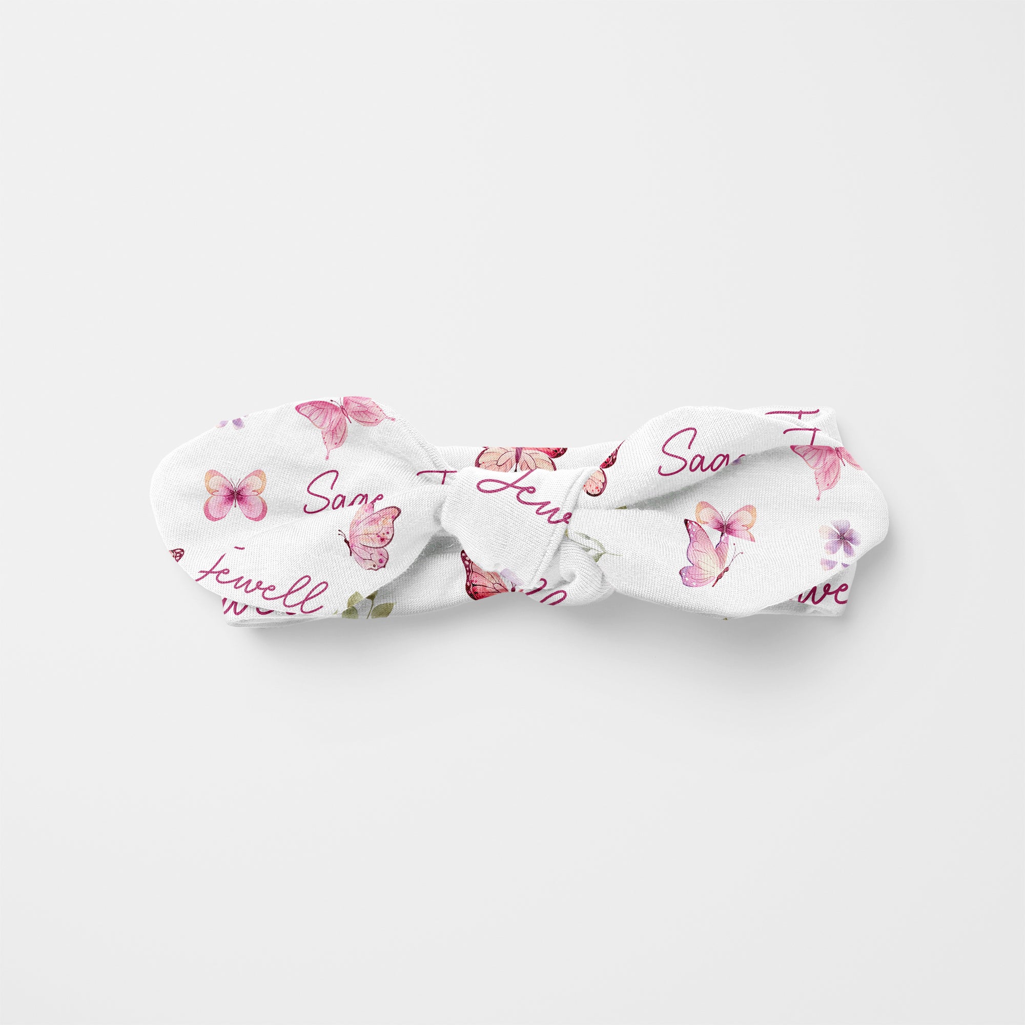 Pink Butterfly Personalized Knotted Headband