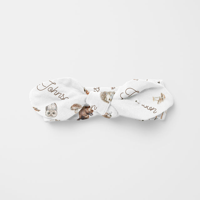 Personalized Knotted Headband in Woodland Animals