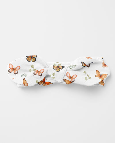 Personalized Knotted Headband in Orange Butterfly