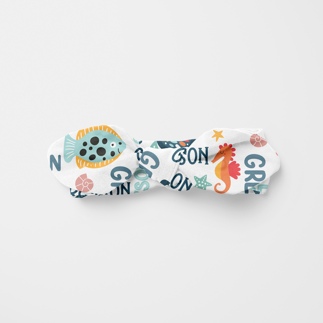 Personalized Knotted Headband in Ocean Animals