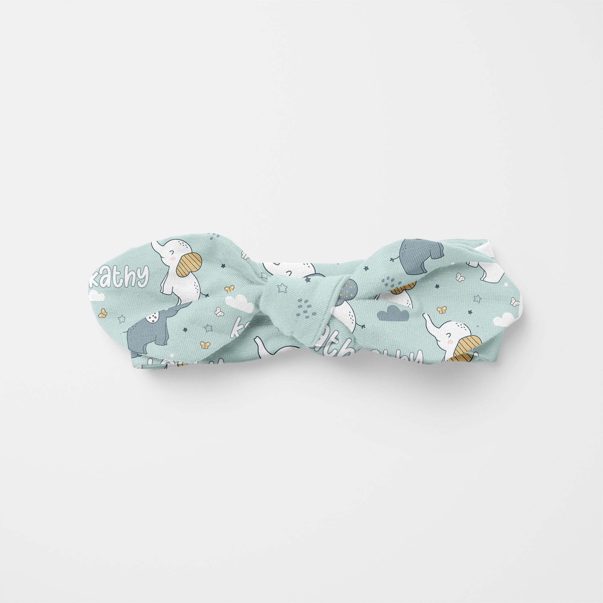 Personalized Knotted Headband in Elephant