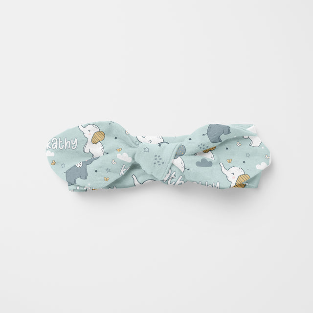 Personalized Knotted Headband in Elephant