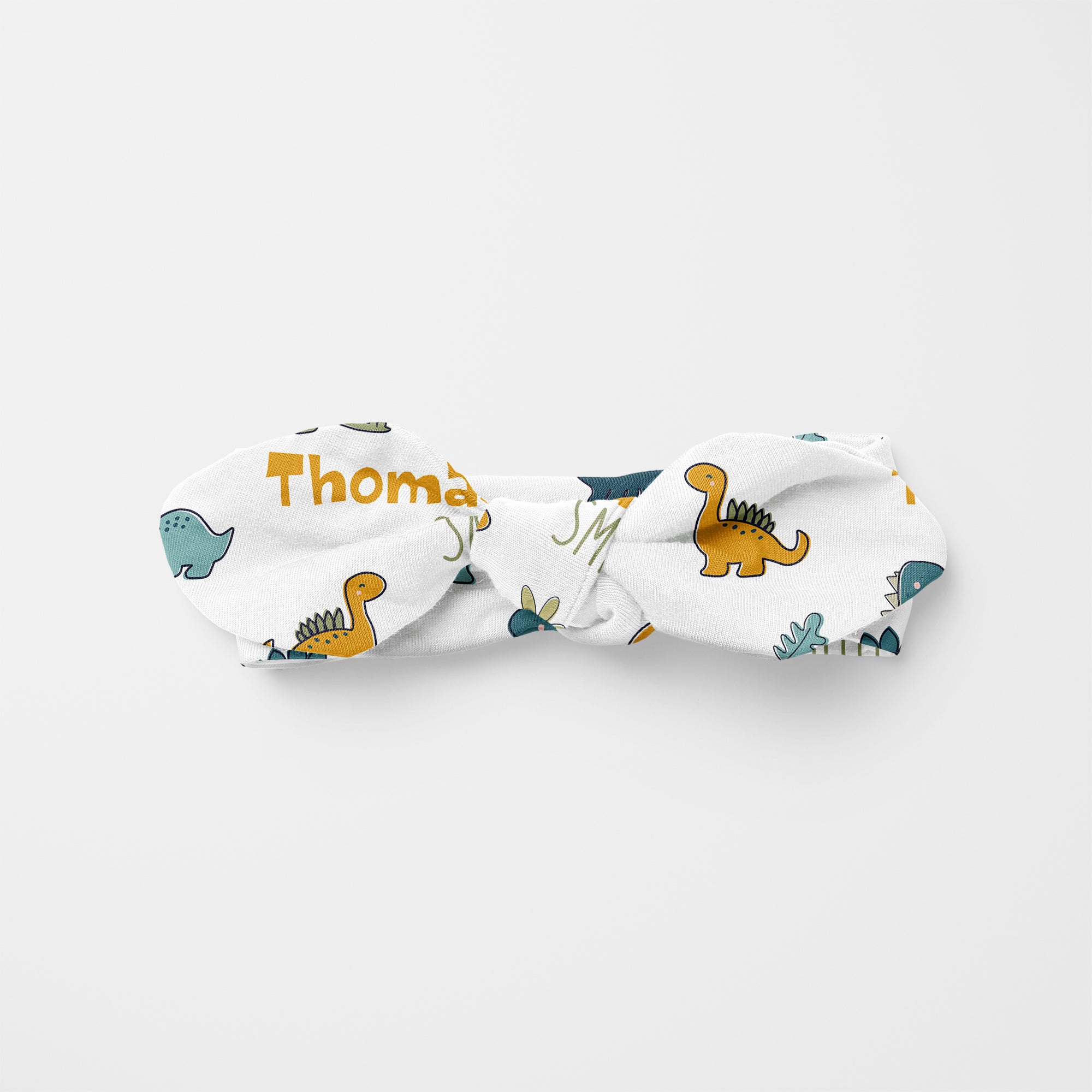 Personalized Knotted Headband in Mini Dinosaur