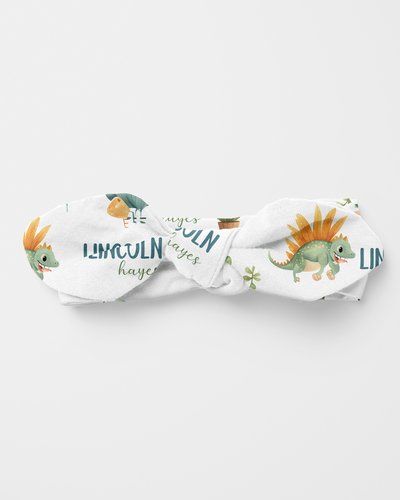 Personalized Knotted Headband in Dinosaur Boy