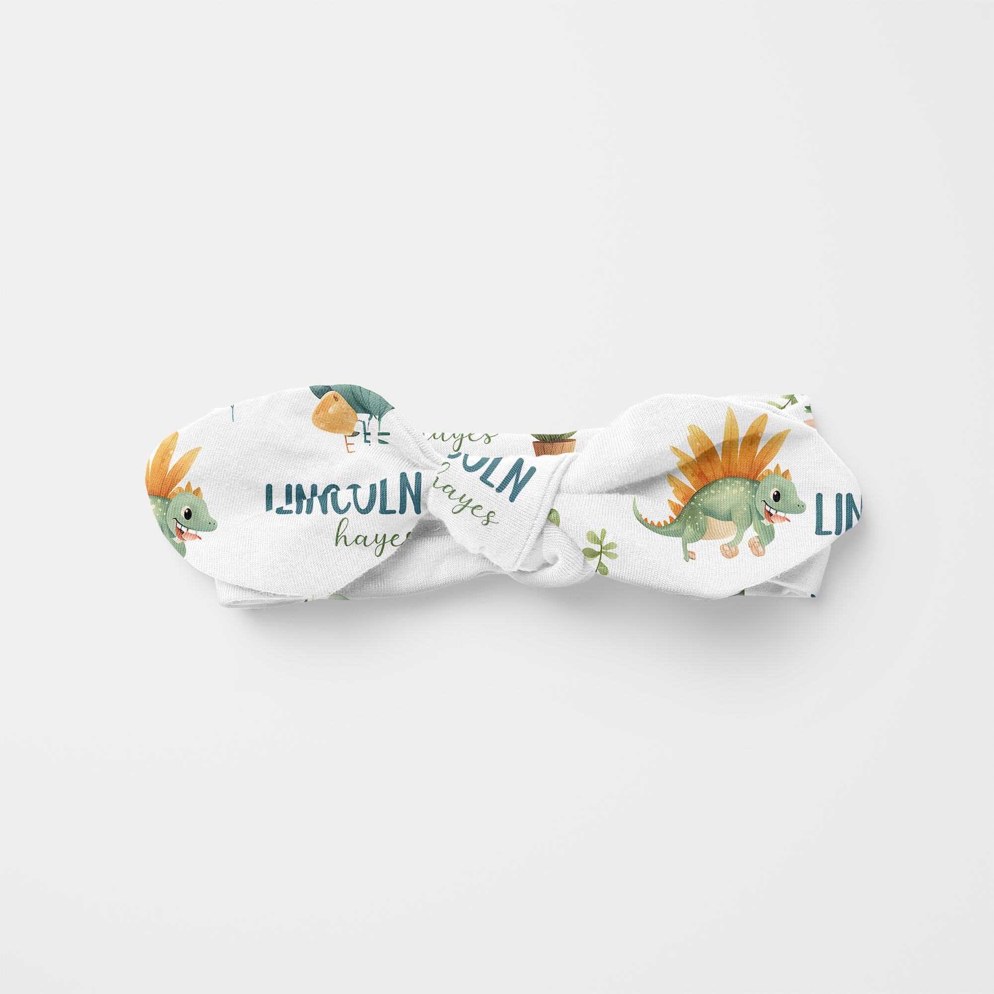 Personalized Knotted Headband in Dinosaur Boy