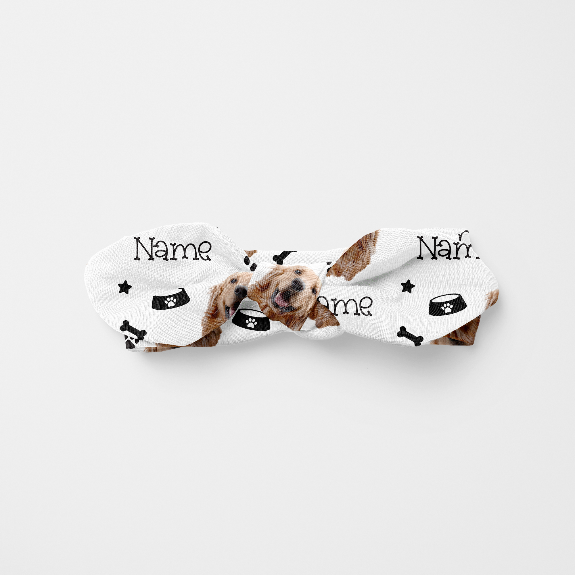 Personalized Knotted Headband in Custom Dog Portrait