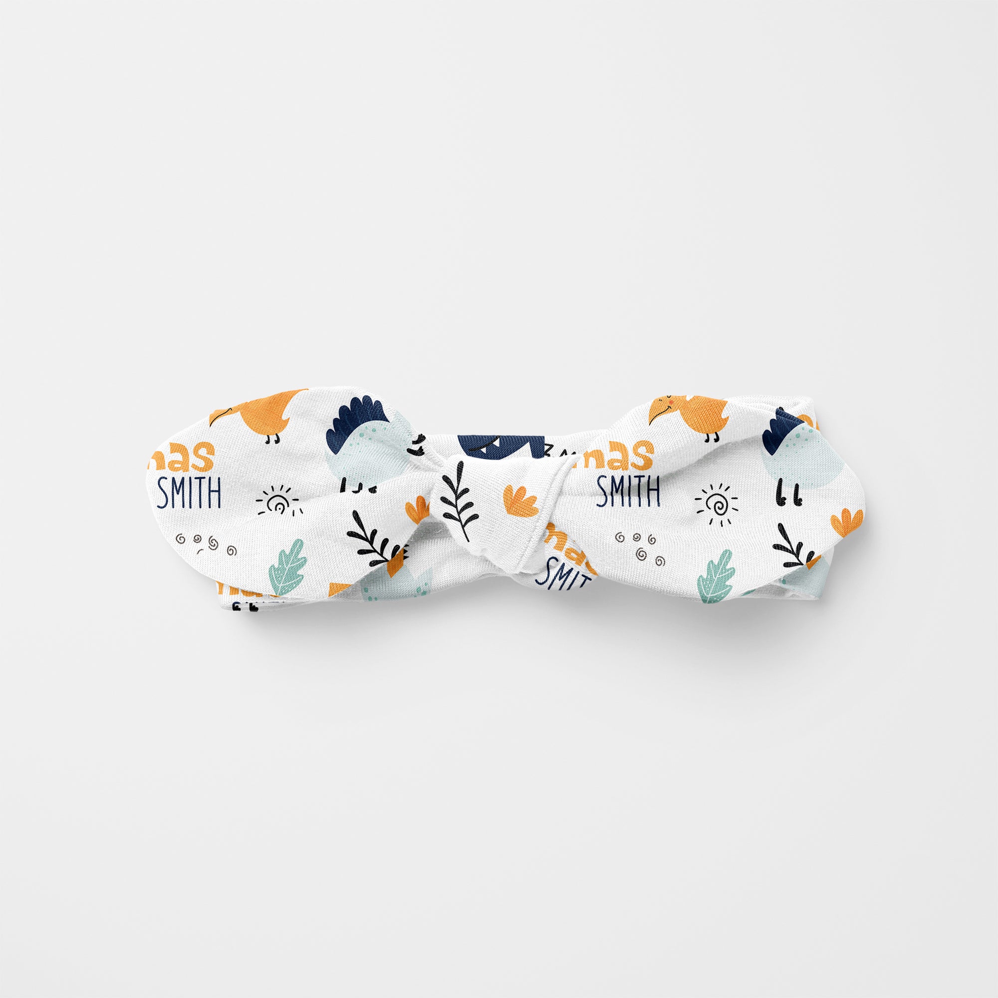 Personalized Knotted Headband in Cute Dinosaur