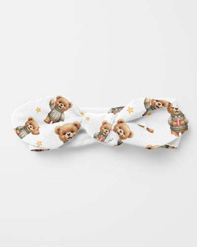 Personalized Knotted Headband in Cozy Bear