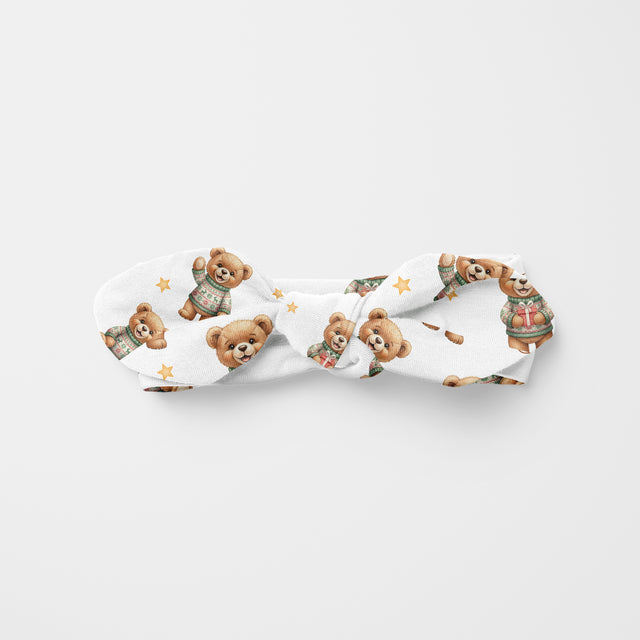 Personalized Knotted Headband in Cozy Bear
