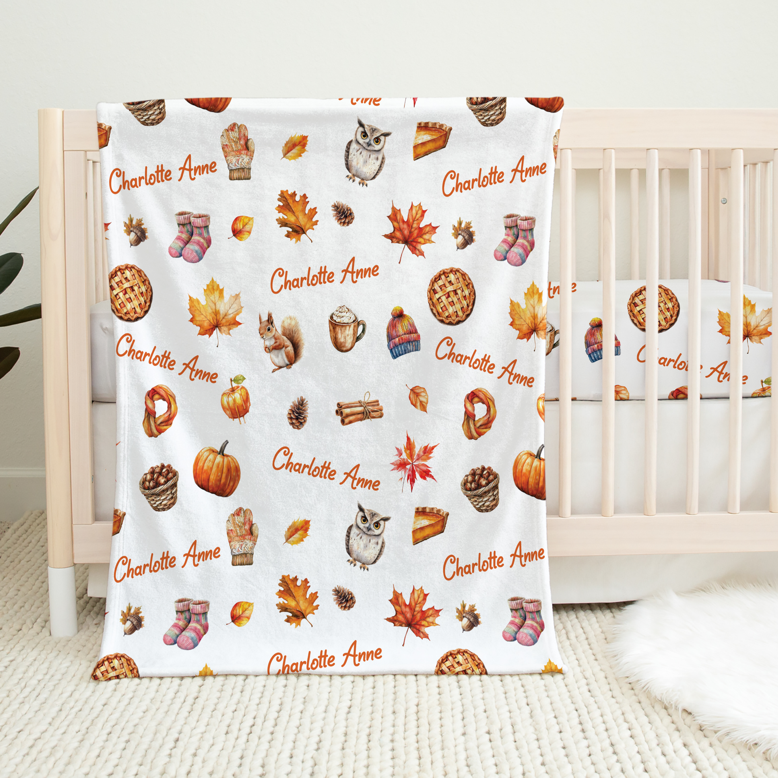 Personalized Blanket in Fall Cottage