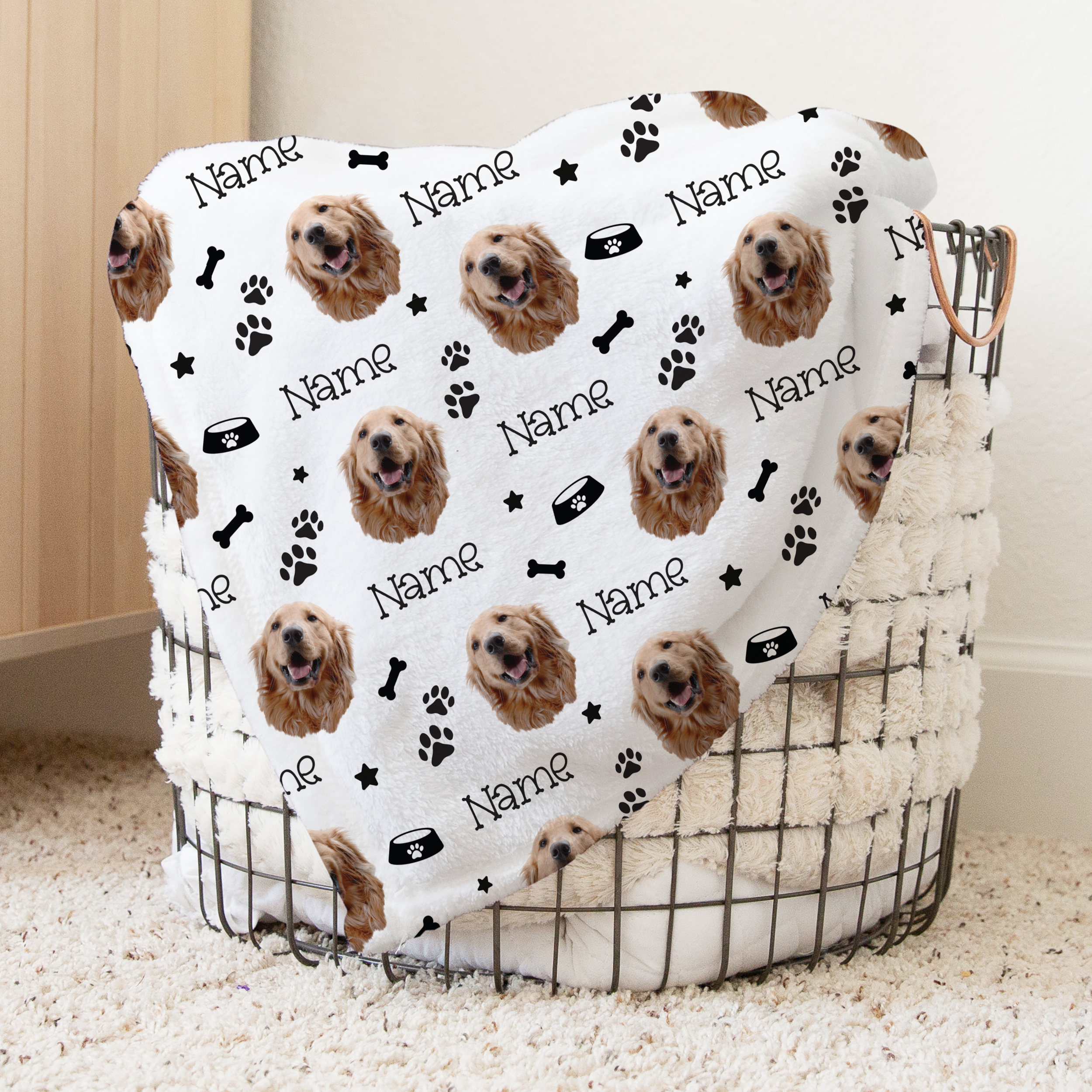 Personalized Custom Dog Portrait Kids Minky Blanket