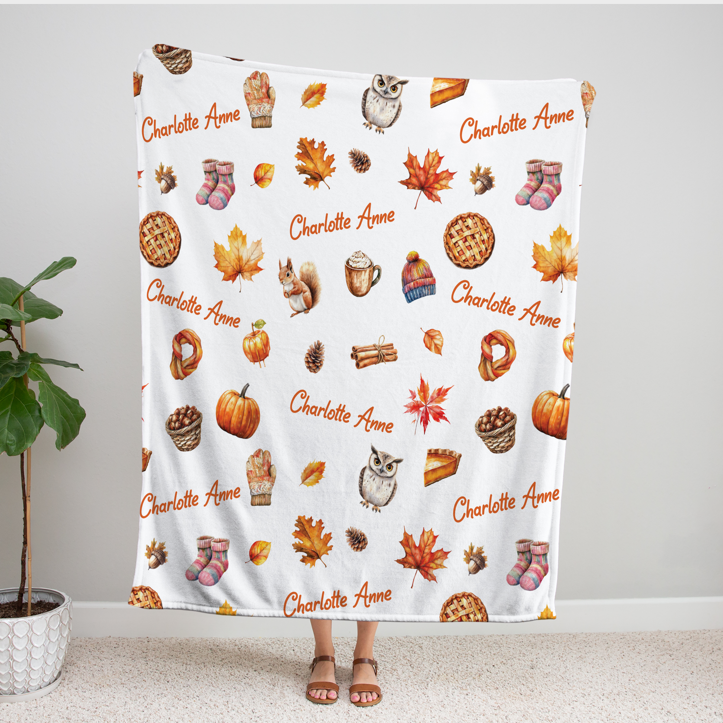 Personalized Blanket in Fall Cottage