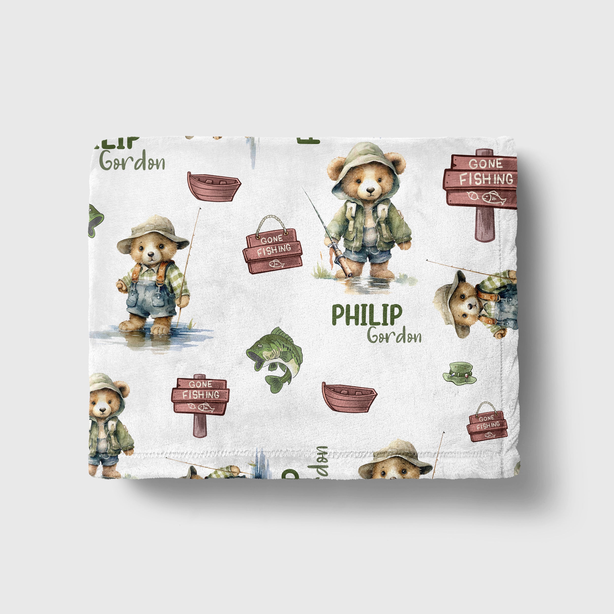 Personalized Blanket in Bear Fishing