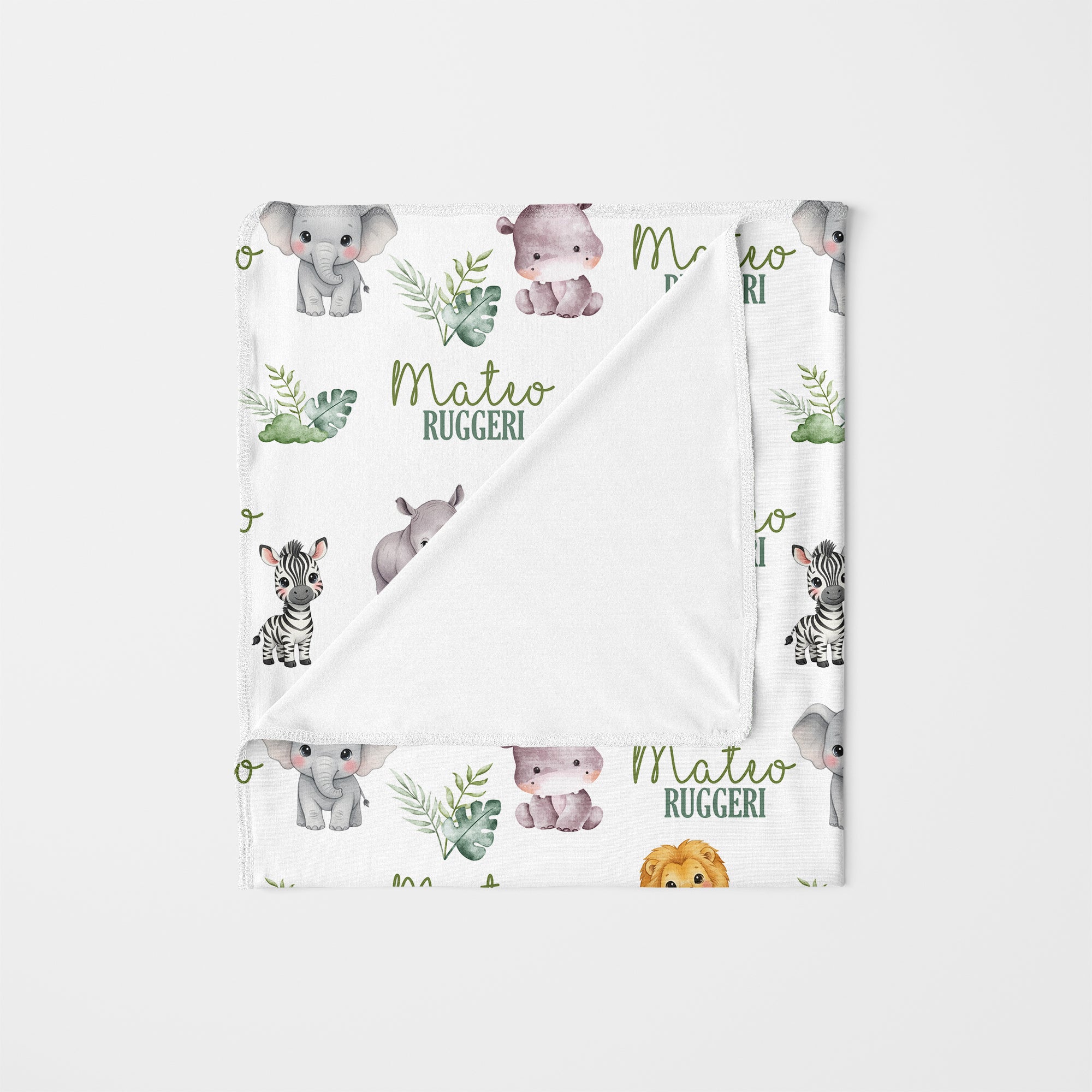 Personalized Swaddle in Safari Animal