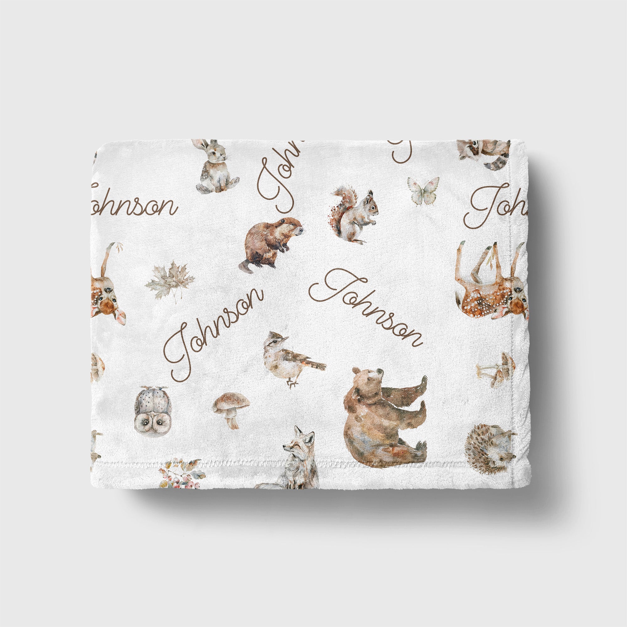 Personalized Blanket in Woodland Animals