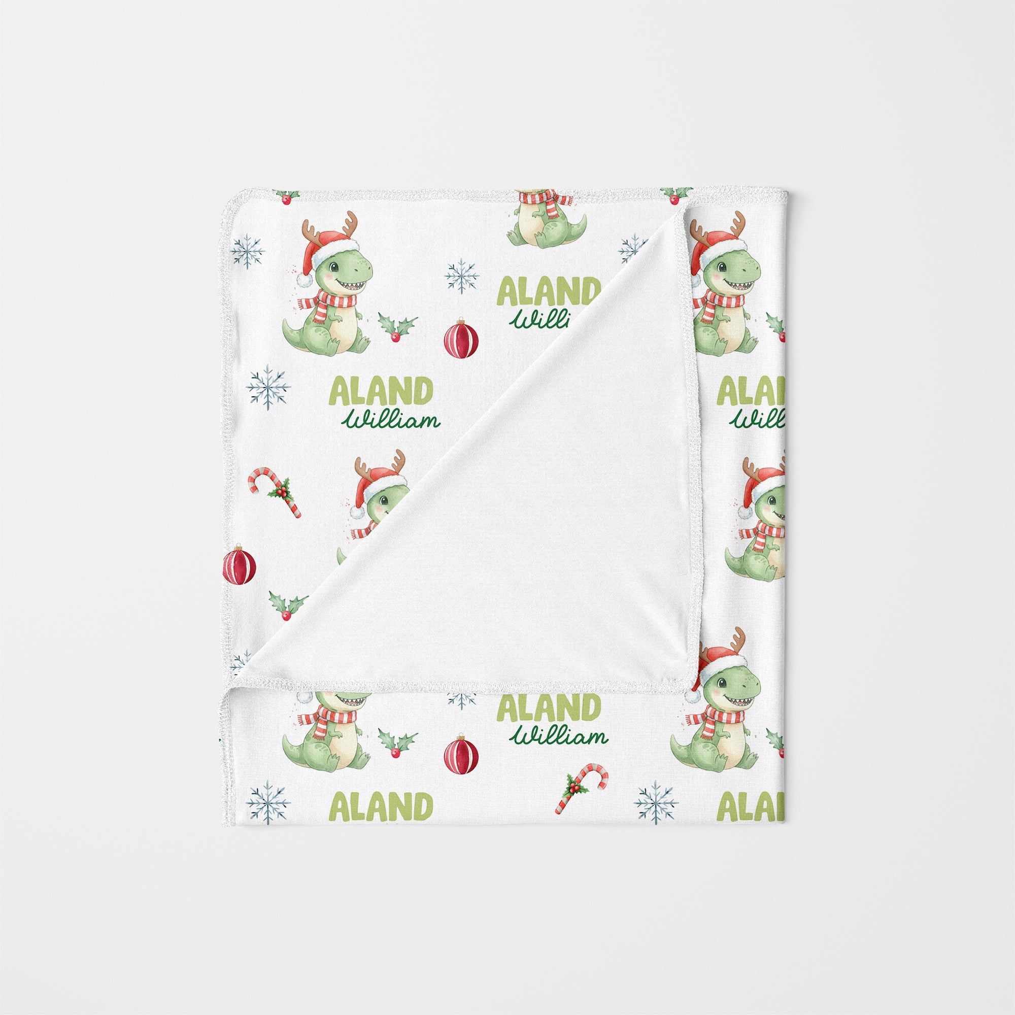 Personalized Swaddle in Dinosaur's Christmas
