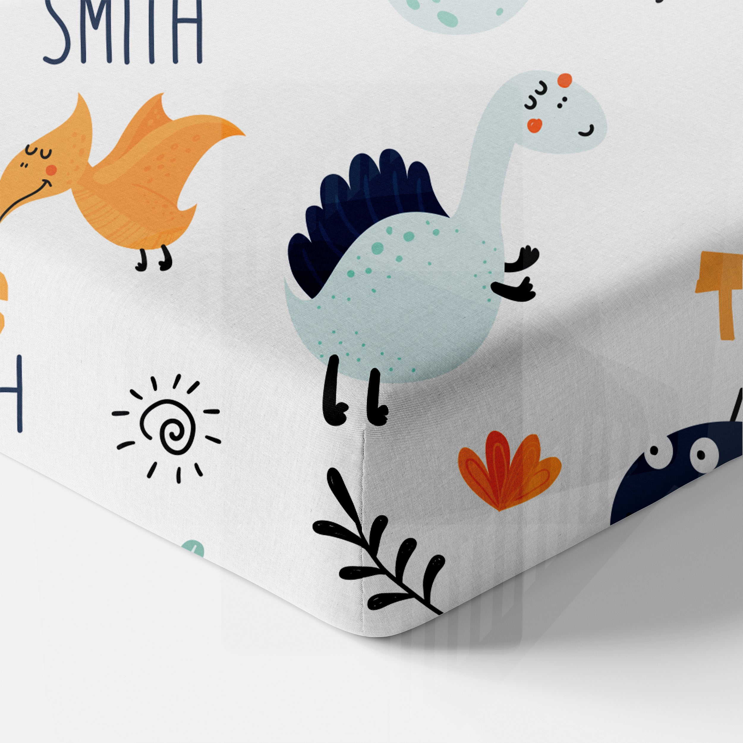 Personalized Crib Sheet in Cute Dinosaur