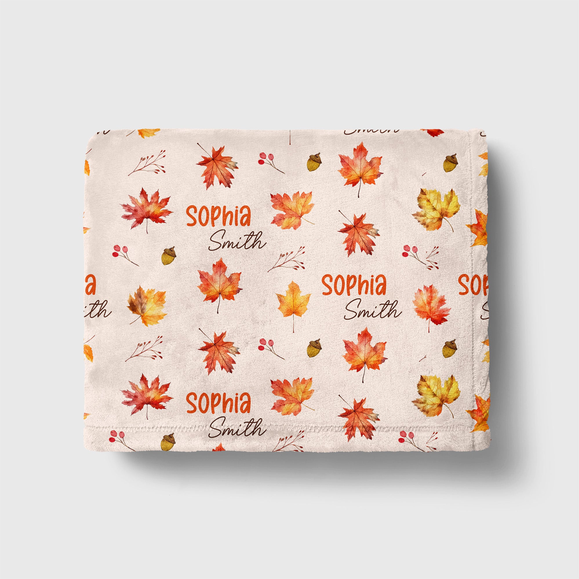 Personalized Blanket in Autumn Leaves