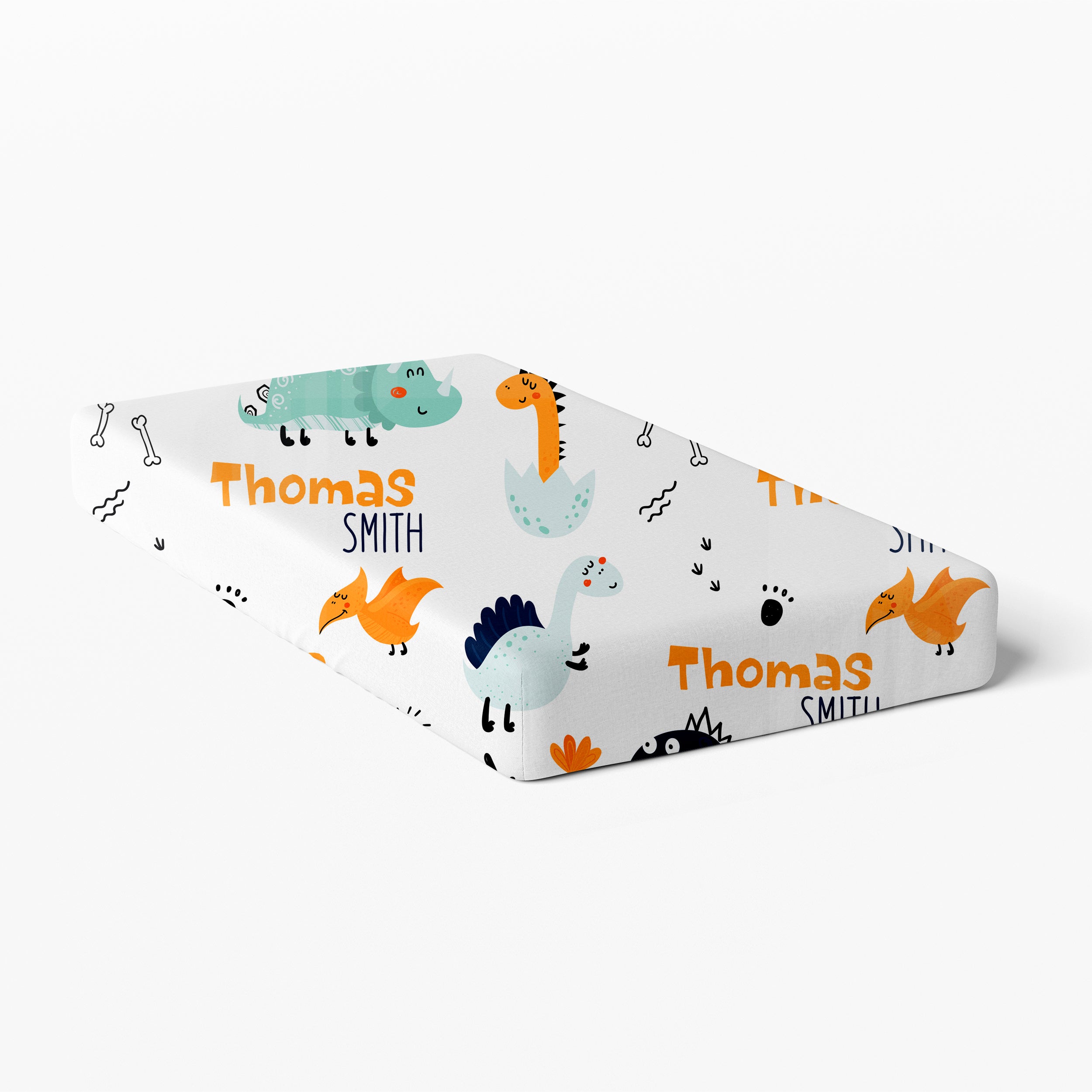 Personalized Crib Sheet in Cute Dinosaur