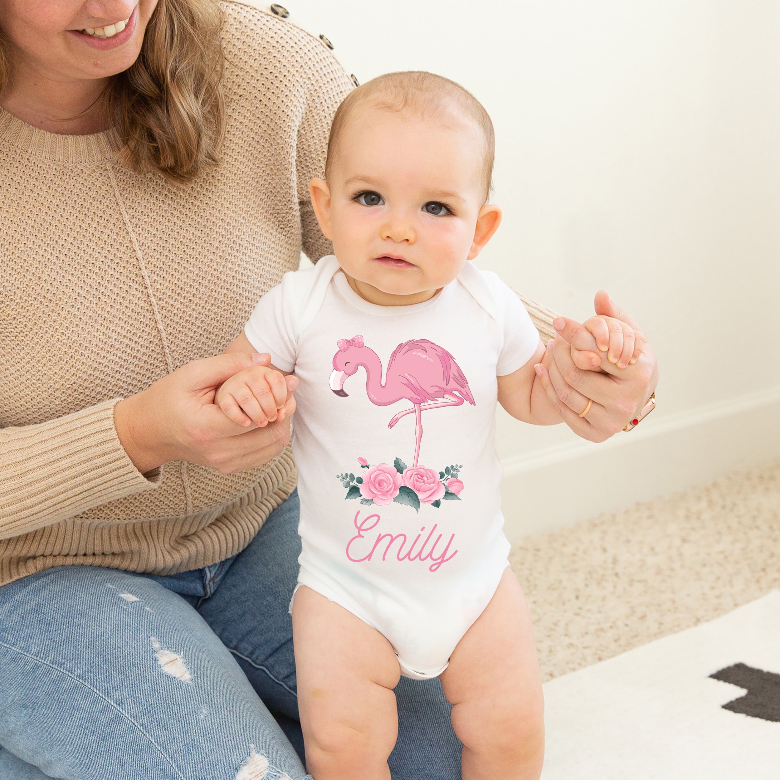 Personalized Graphic Bodysuit in Flamingo