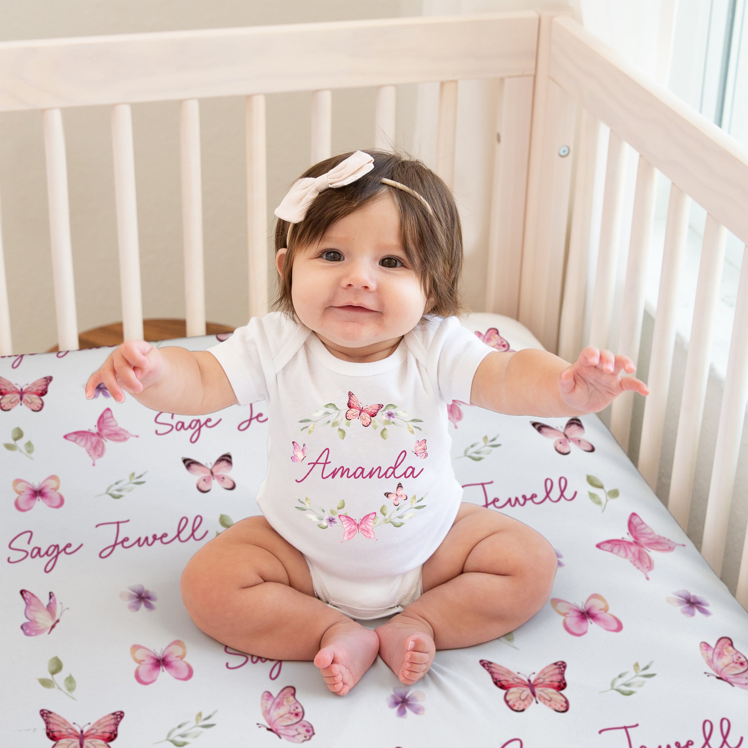Personalized Bodysuit in Pink Butterfly