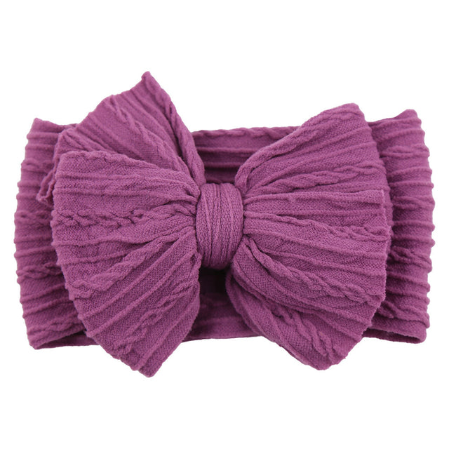 Soft Knit Bow Headband in Violet