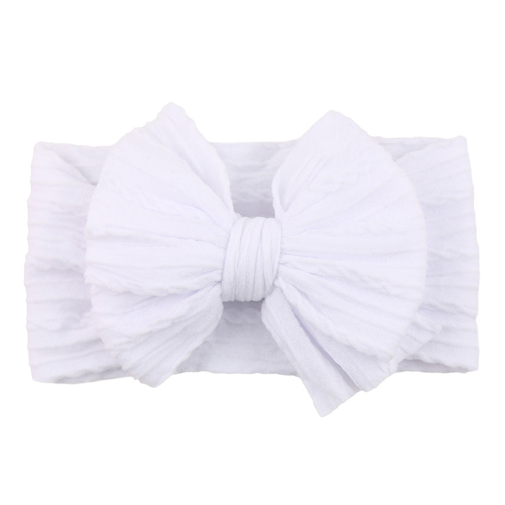 Soft Knit Bow Headband in White