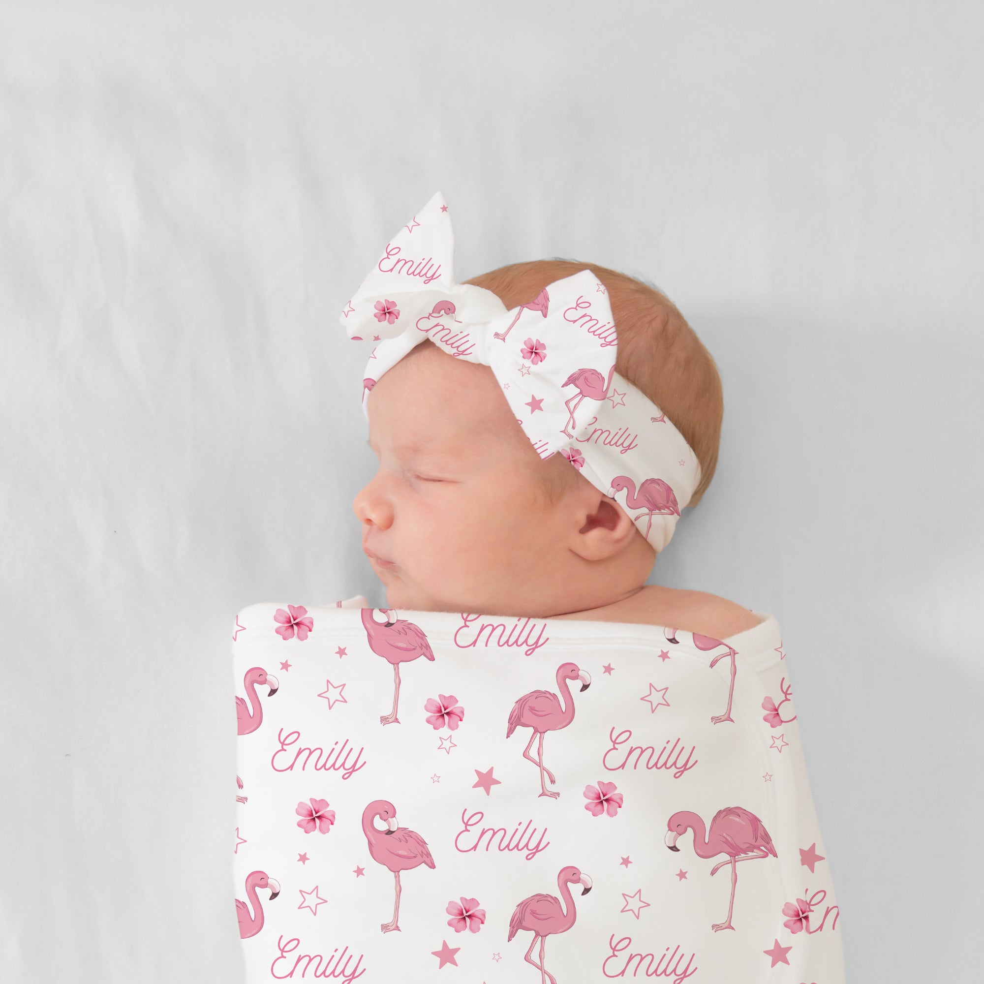 Personalized Bow Headband in Flamingo