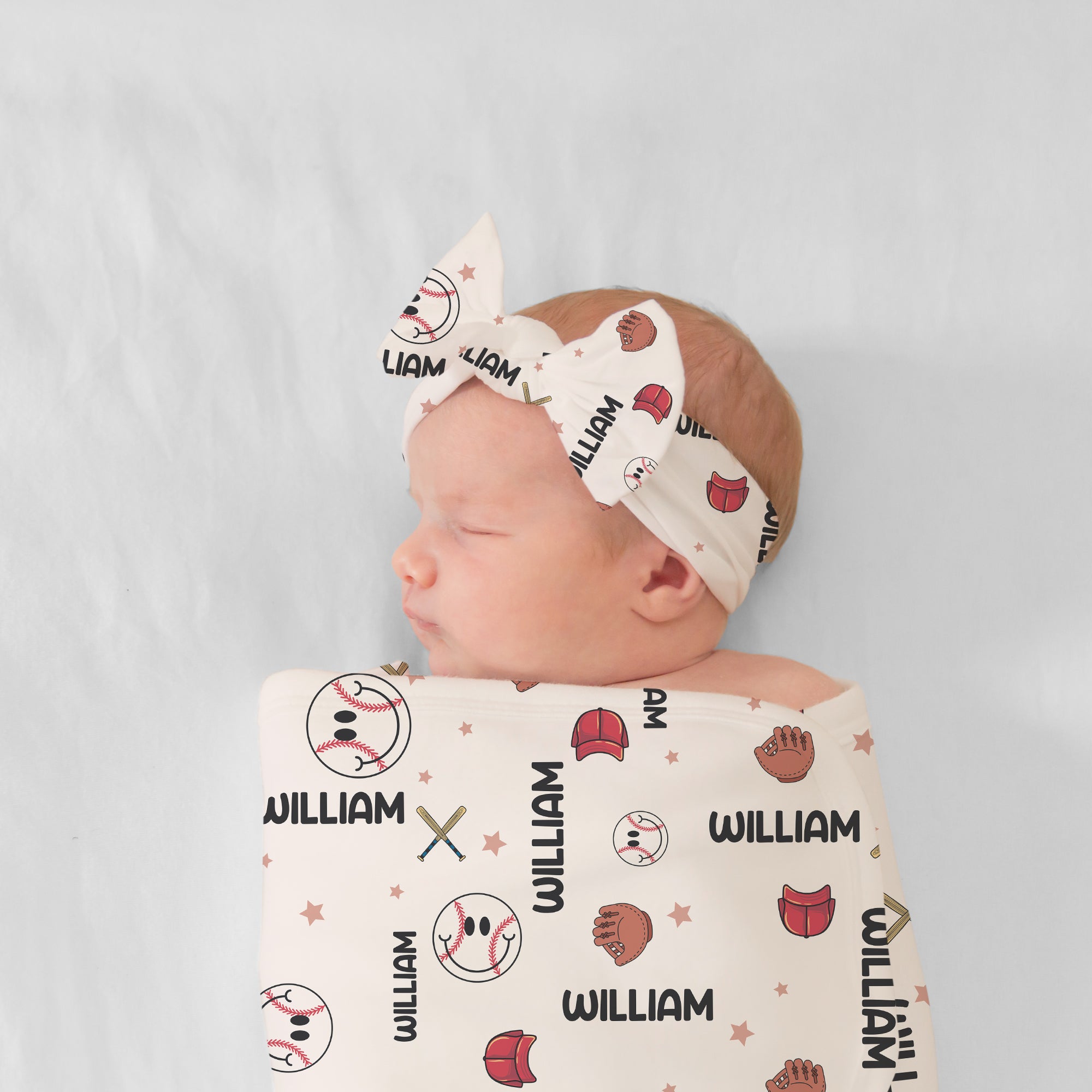 Personalized Bow Headband in Baseball