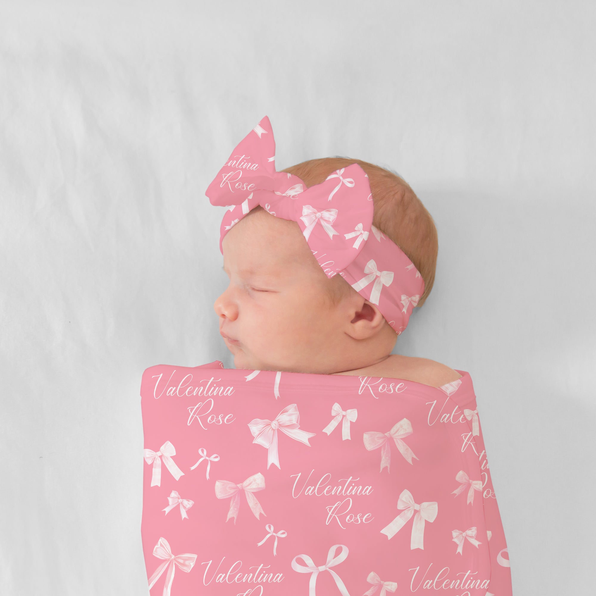 Personalized Bow Headband in Pink Coquette Bow