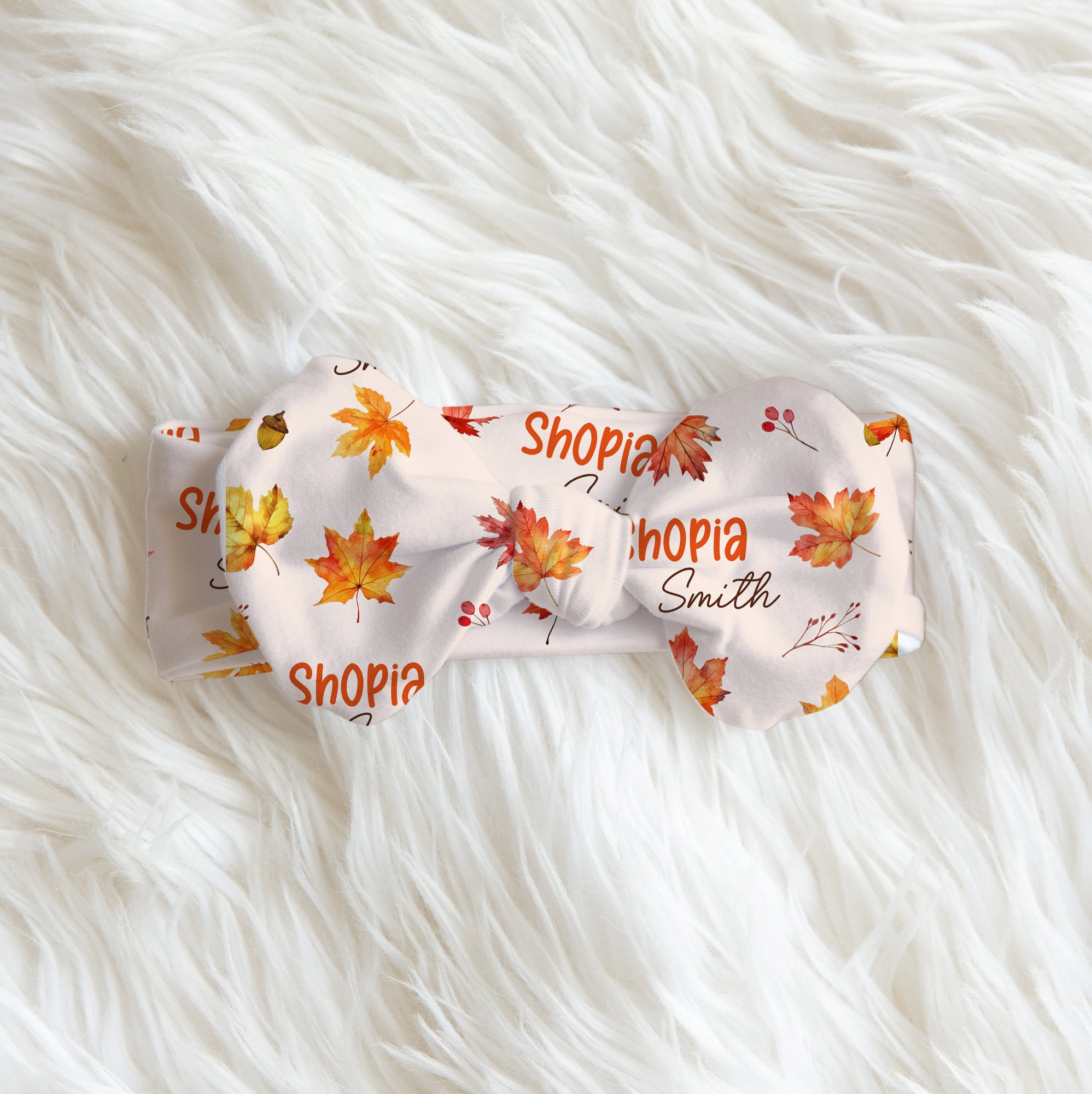 Autumn Leaves Personalized Bow Headband