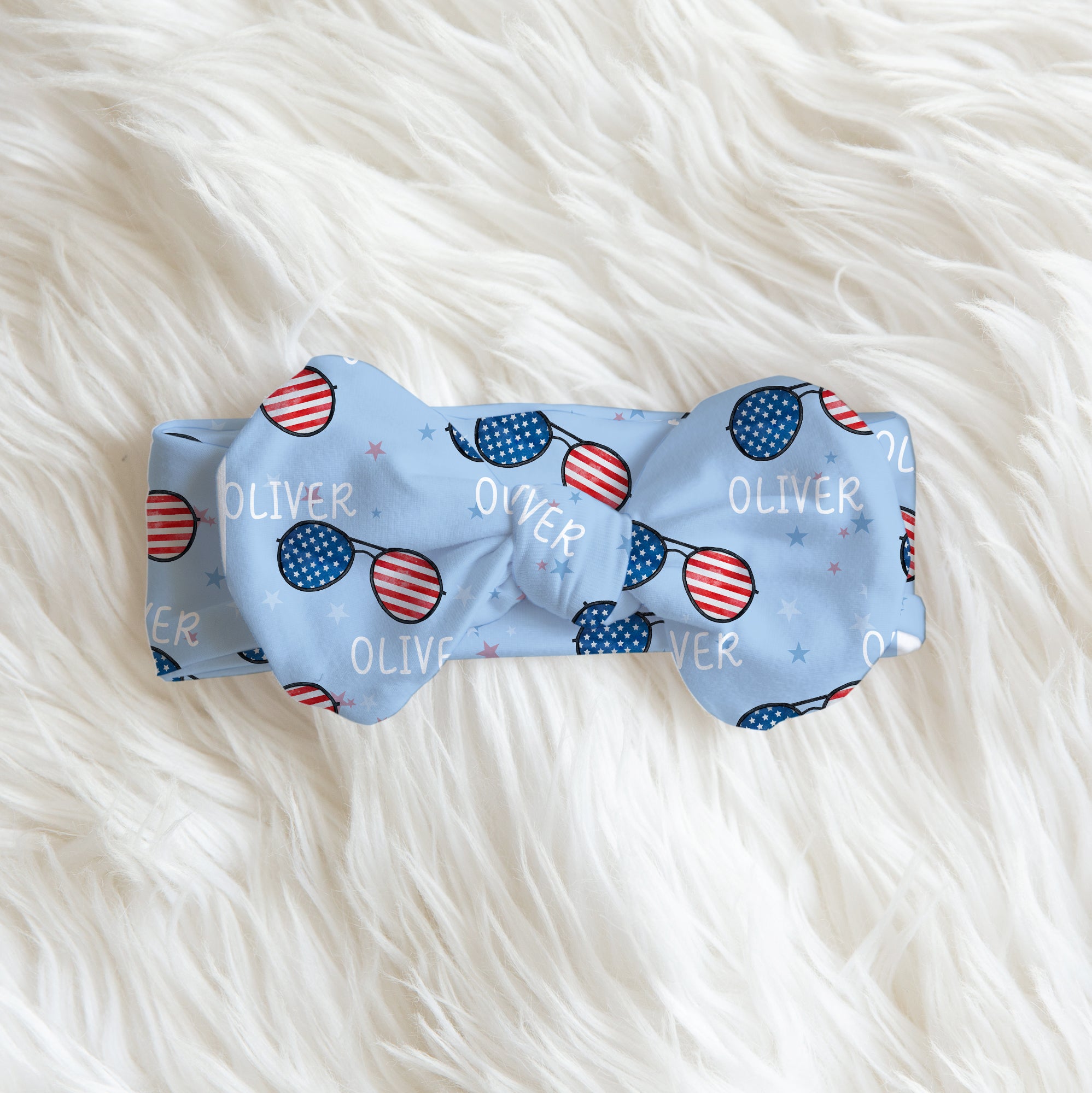 Patriotic Stars Stripes Personalized Bow Headbands