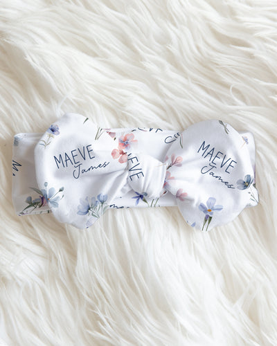 Personalized Bow Headband in Pretty Wildflower
