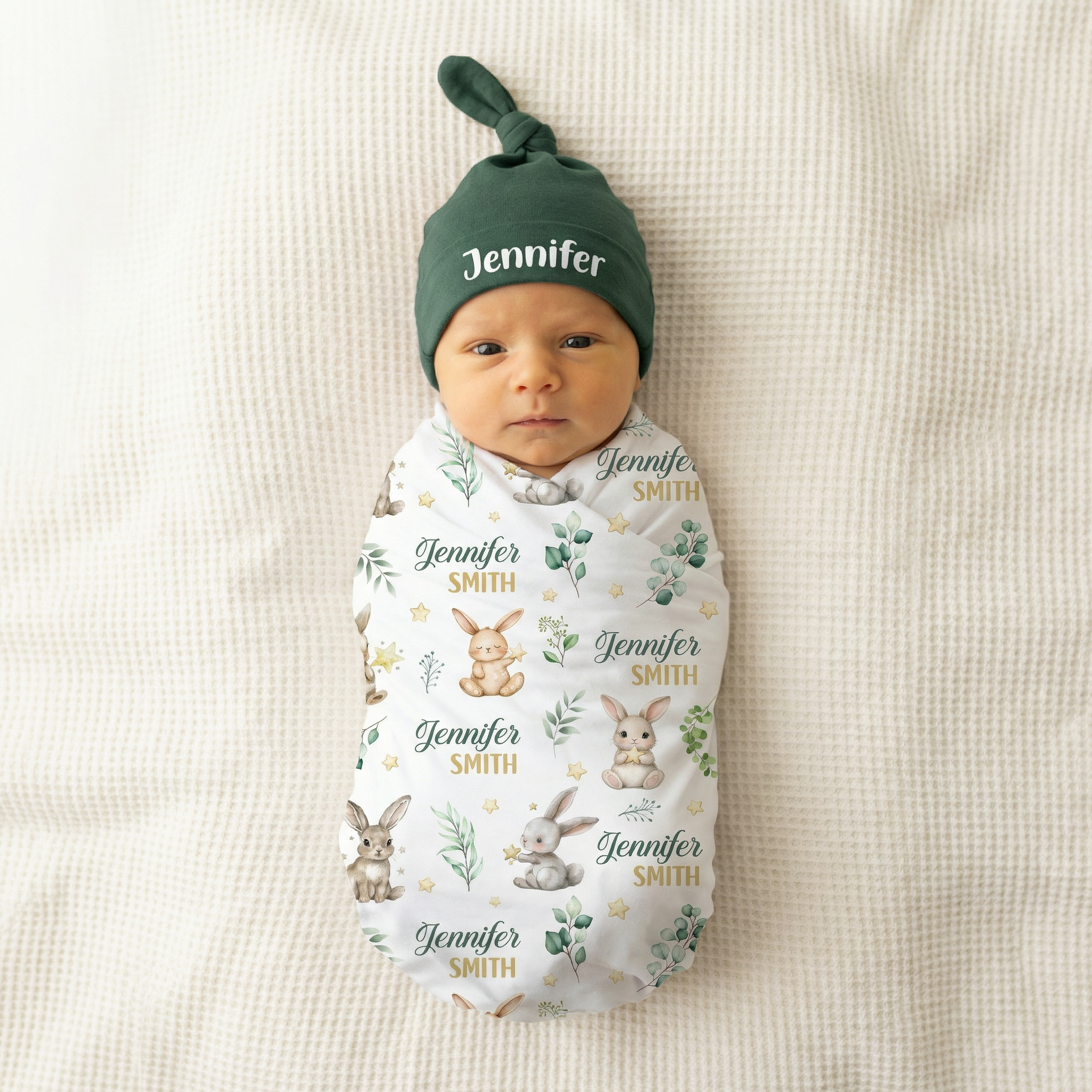 Personalized Swaddle in Bunny Garden