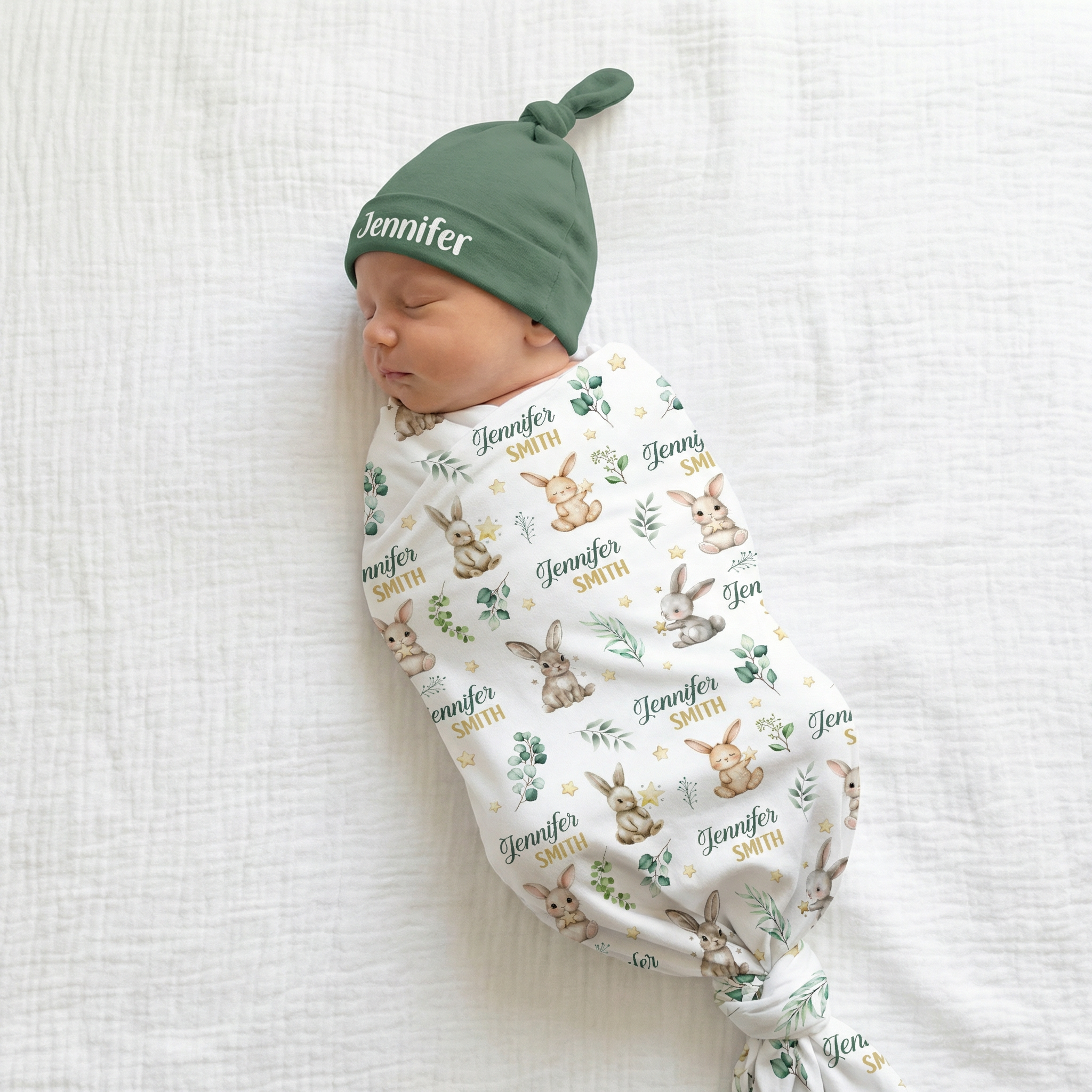 Personalized Swaddle in Bunny Garden