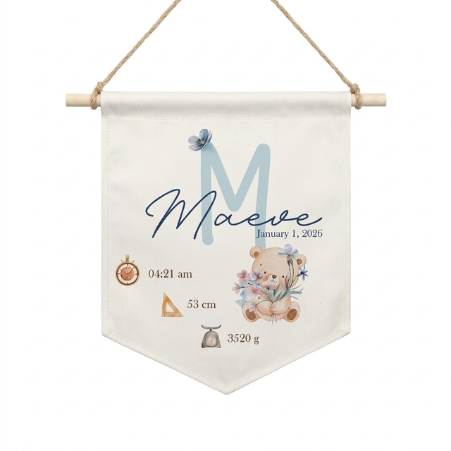 Personalized Shield Pennants in Pretty Wildflower