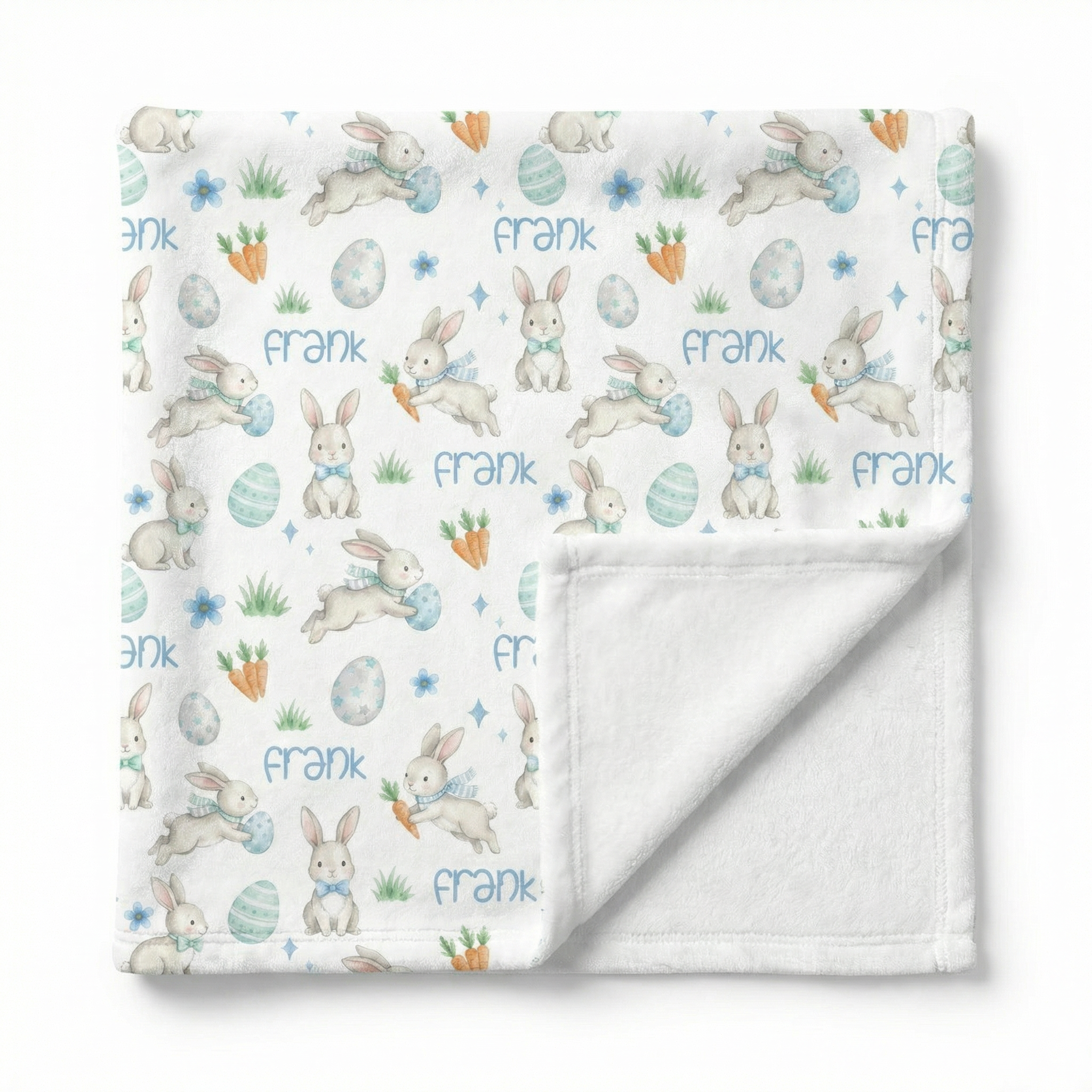 Personalized Blanket in Blue Easter Eggs