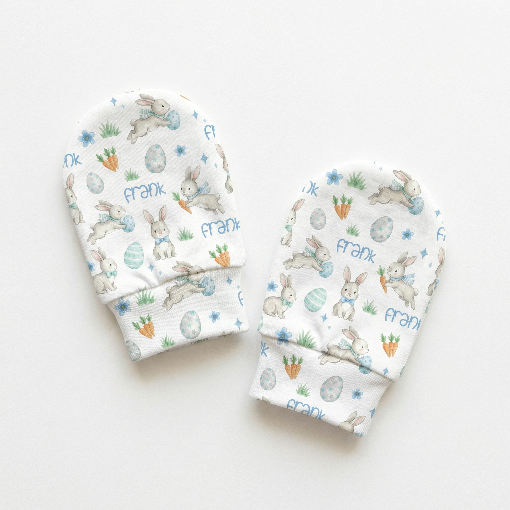 Personalized Mittens in Blue Easter Eggs